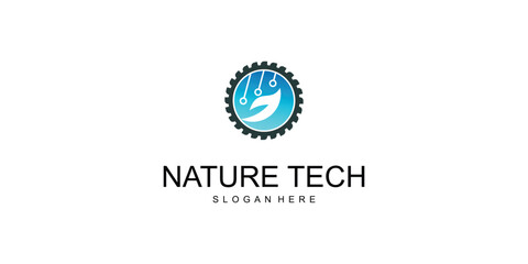 Top set nature technology logo design with modern concept| premium vector
