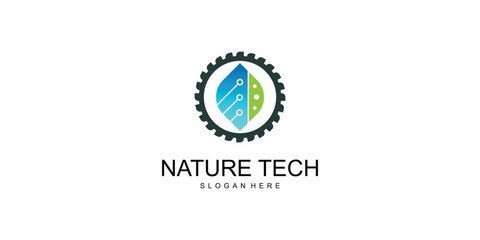 Top set nature technology logo design with modern concept| premium vector