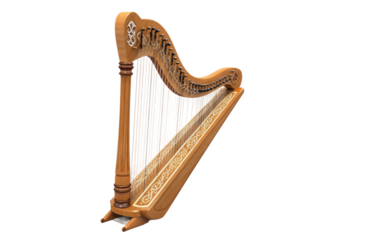 Melodic Whispers of the Irish Celtic Harp on White or PNG Transparent Background