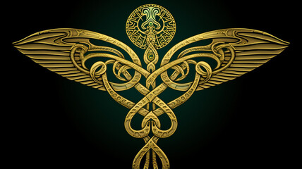 Celtic Knotwork Caduceus Symbol A Celtic knotwork ornament - obrazy, fototapety, plakaty