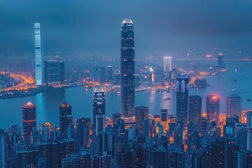 Obraz premium a city lit up at night professional photography