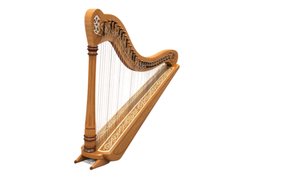 Melodic Whispers of the Irish Celtic Harp on White or PNG Transparent Background