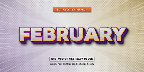 3D stylish February text effect, editable