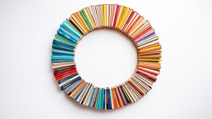 Book circle on white background: science and education concept for reading and writing, academic knowledge symbol - obrazy, fototapety, plakaty