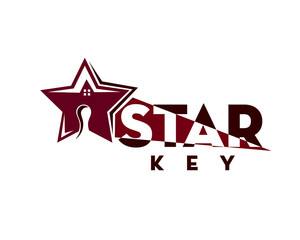 creative star key and house logo design template