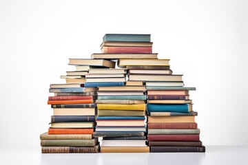 Books stacked on a white surface