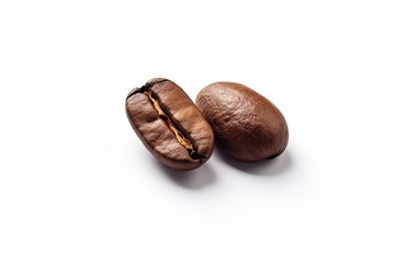 Close up of a coffee bean on white background