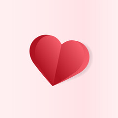 Red paper cut love heart for Valentine's day or any other Love invitation cards. Vector EPS 10.