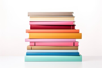 Colorful books on white background Assorted collection Hardcover books for reading School and education concept