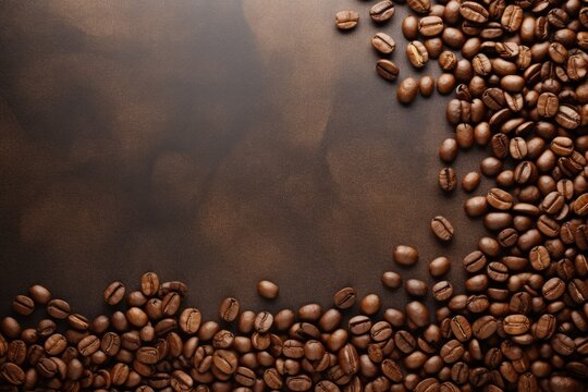 Coffee grains on a plain background