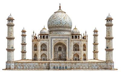 Taj mahal agra uttar pradesh isolated on white transparent background. PNG 