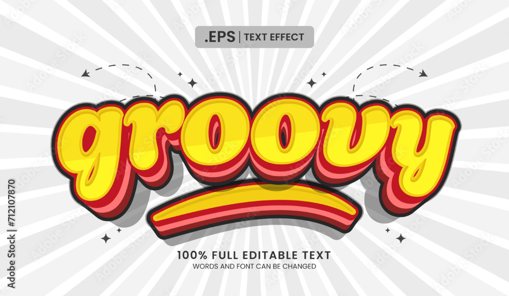 Canvas Prints design editable text effect, groovy 3d concept vector illustration