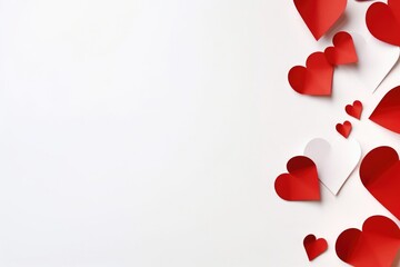 Red and white paper heart shape isolated in white background. Background concept for romantic and happy valentine days
