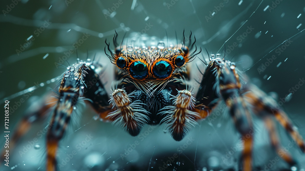 Aufkleber a spider's perspective, with multiple images converging to represent its vision.