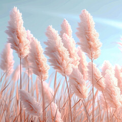 Realistic pampas grass outdoor in light pastel colors