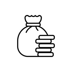 Gold bag outline icons, minimalist vector illustration ,simple transparent graphic element .Isolated on white background