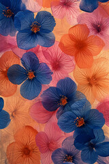 Fototapeta na wymiar Floral-patterned fingerprints artistically arranged on a canvas of spring colors