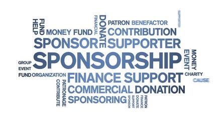 Sponsorship animated tag word cloud;text design animation kinetic typography seamless loop.