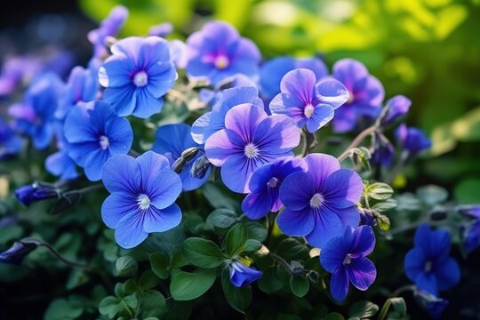 High quality photo of a blue violet flower in a garden