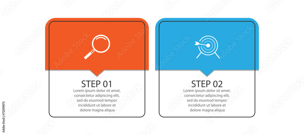 Poster vector infographic simple design with 2 options or steps. thin line, can be used for presentation ba