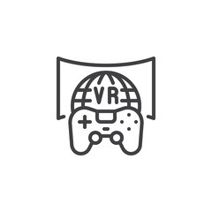 VR Gaming World line icon