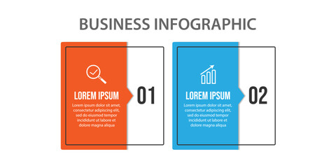 Vector Infographic simple design with 2 options or steps. thin line, Can be used for presentation banners, workflow layouts, flow charts, infographics, your business presentations