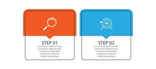 Vector Infographic simple design with 2 options or steps. thin line, Can be used for presentation banners, workflow layouts, flow charts, infographics, your business presentations