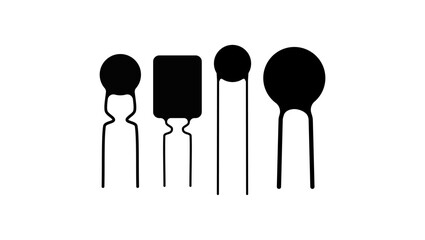 Thermistor symbol, black isolated silhouette