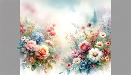  Watercolor Floral Elegance in Soft Pastel Hues