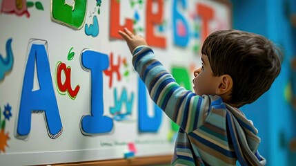 A student is learning the alphabet