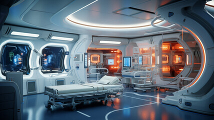 Space Station Infirmary An infirmary imagined on a wellness - obrazy, fototapety, plakaty