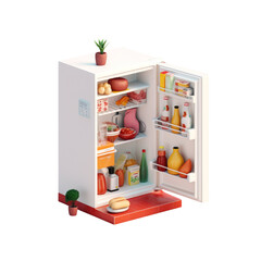 Open Refrigerator: Fully Stocked with Food and Drinks