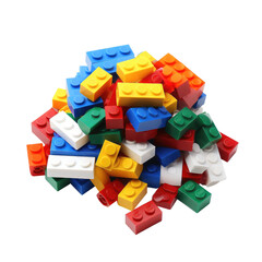 Colorful Interlocking Plastic Bricks Pile