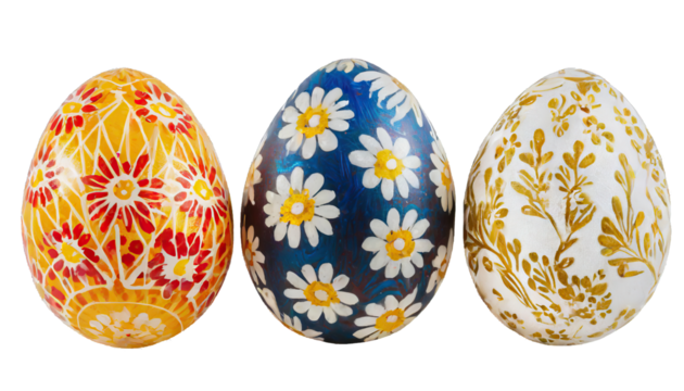 Hand painted Easter eggs - isolated on transparent background - Powered by Adobe