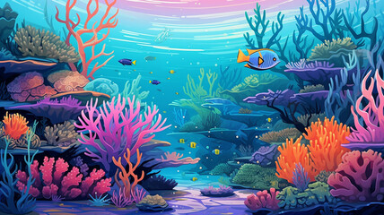 Fototapeta na wymiar Vector Illustration Tropical Coral Reef A vibrant