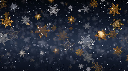 Background texture with silver and golden snowflakes