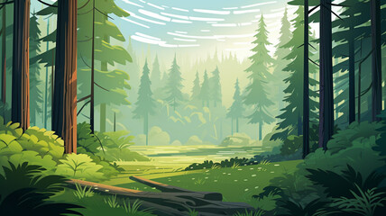 Flat Illustration Peaceful Forest Glade illustration