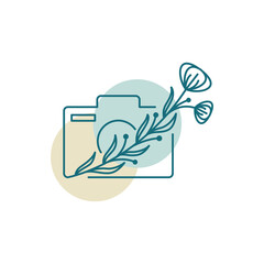 flower camera logo design icon vector