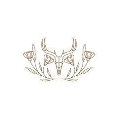skull flower logo design icon vector