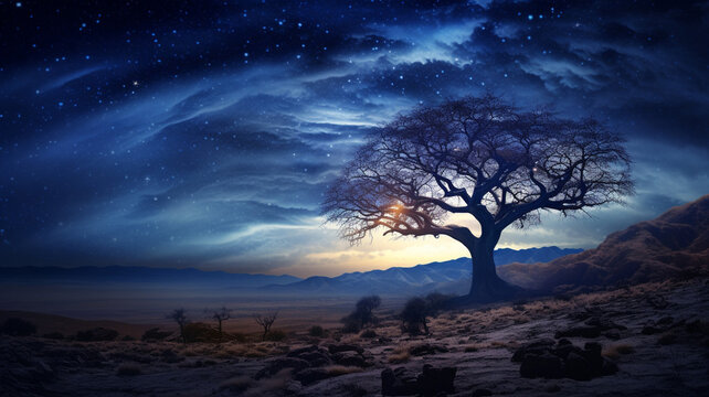 Photo Realistic Night Sky over the Desert