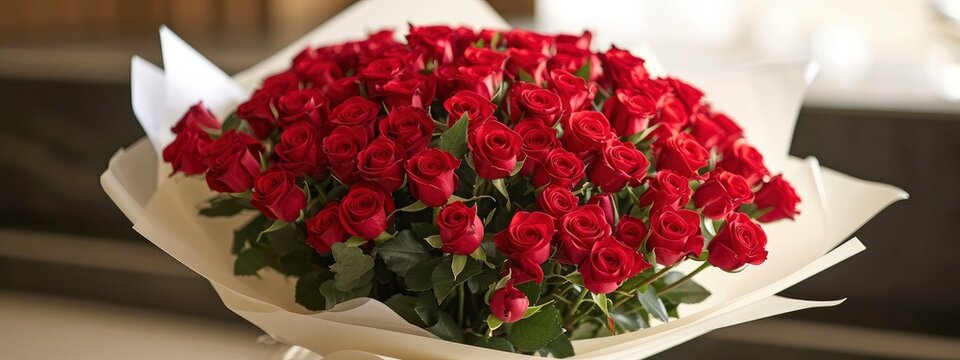 A captivating bouquet featuring 52 red roses