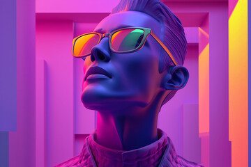 Human portrait game background style 3d stylish illustration