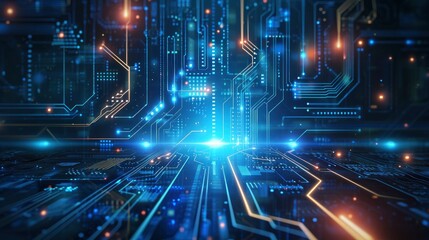 Obraz premium Abstract circuit board futuristic technology processing background