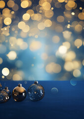 Fototapeta na wymiar Blue and gold Abstract background and bokeh on New Year