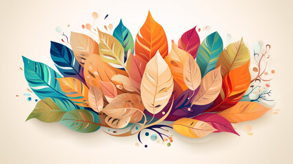Flat Illustration Abstract Leaf Collage A flat design