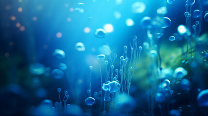 Blue blurry underwater bokeh