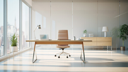 Photo Realistic Clean and Sparse Office Space room