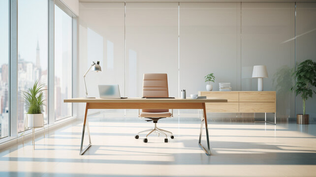 Photo Realistic Clean and Sparse Office Space room
