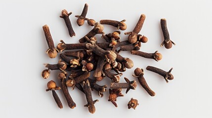 clove spice isolated on a white background. The view from top. - obrazy, fototapety, plakaty