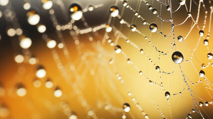 Photo Realistic Raindrops on Cobweb